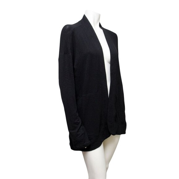 NWT Soma Black Cotton Slub Wrap Cardigan Lightweight Open Front One Size - Picture 2 of 8